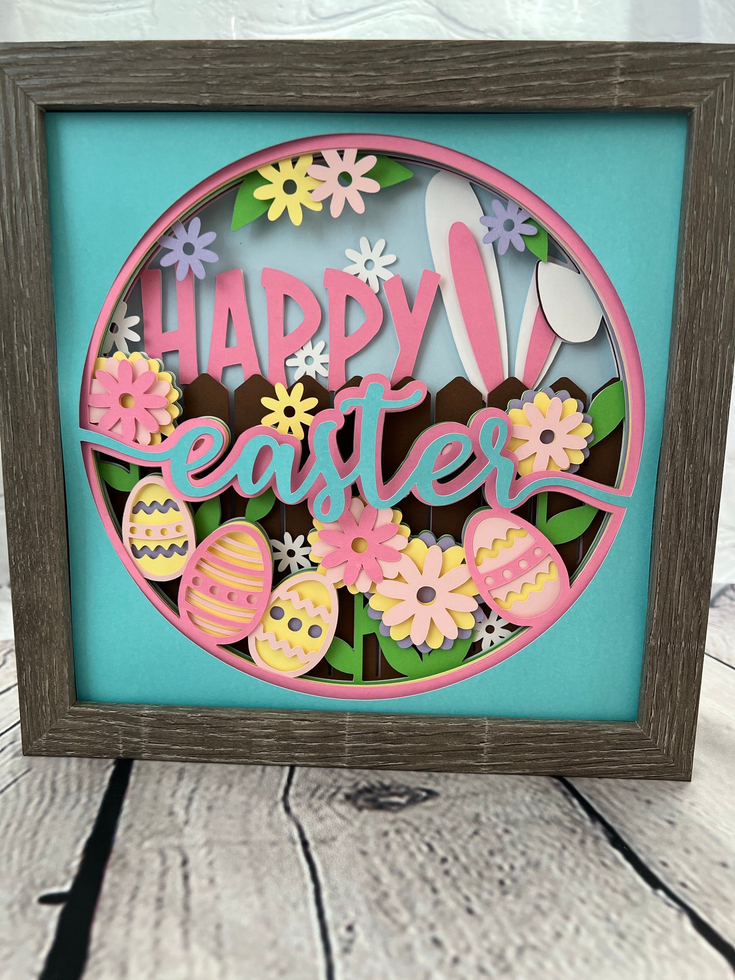 Happy Easter 3D paper art shadowbox