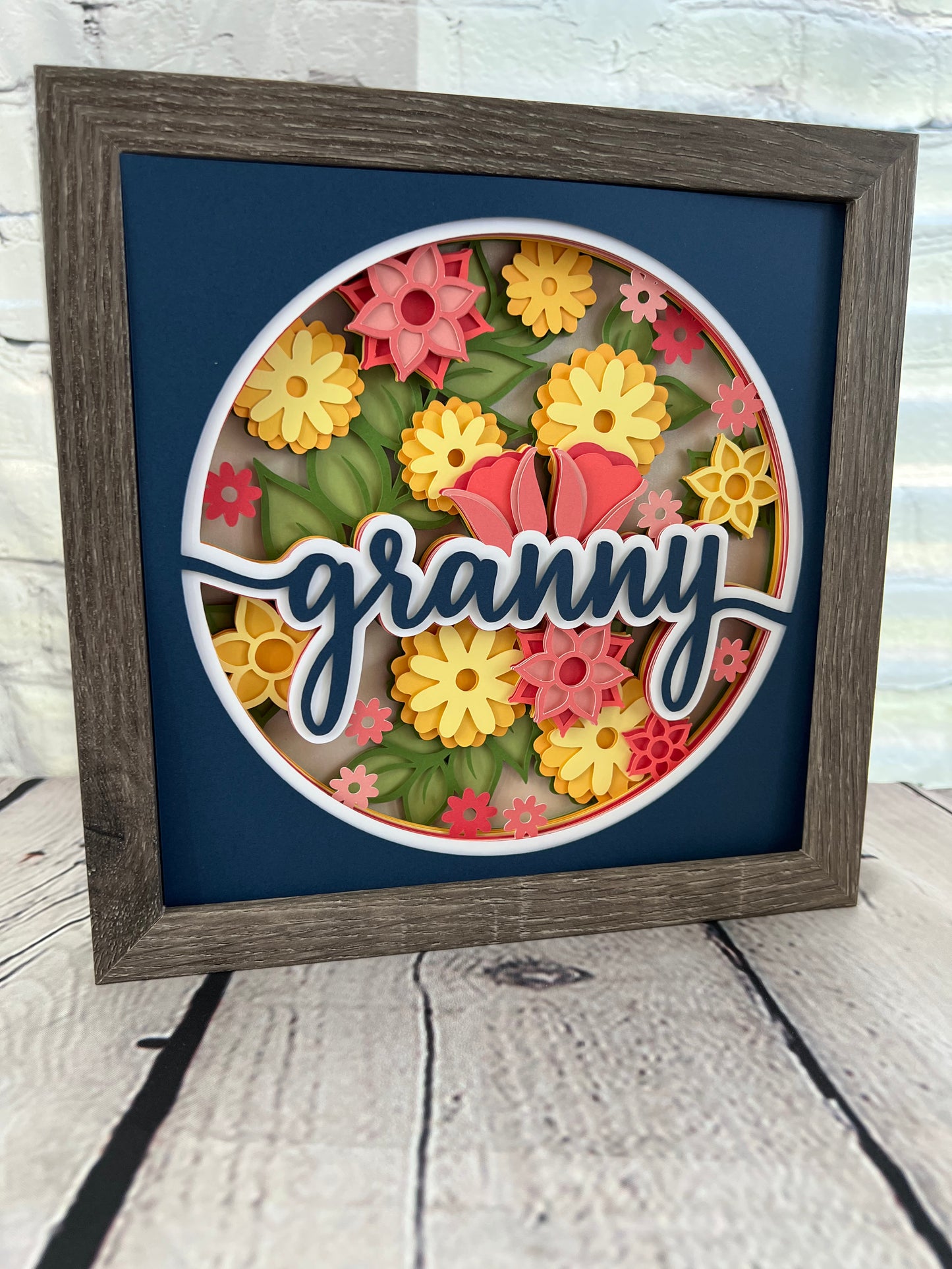 Granny floral 3D paper art shadowbox