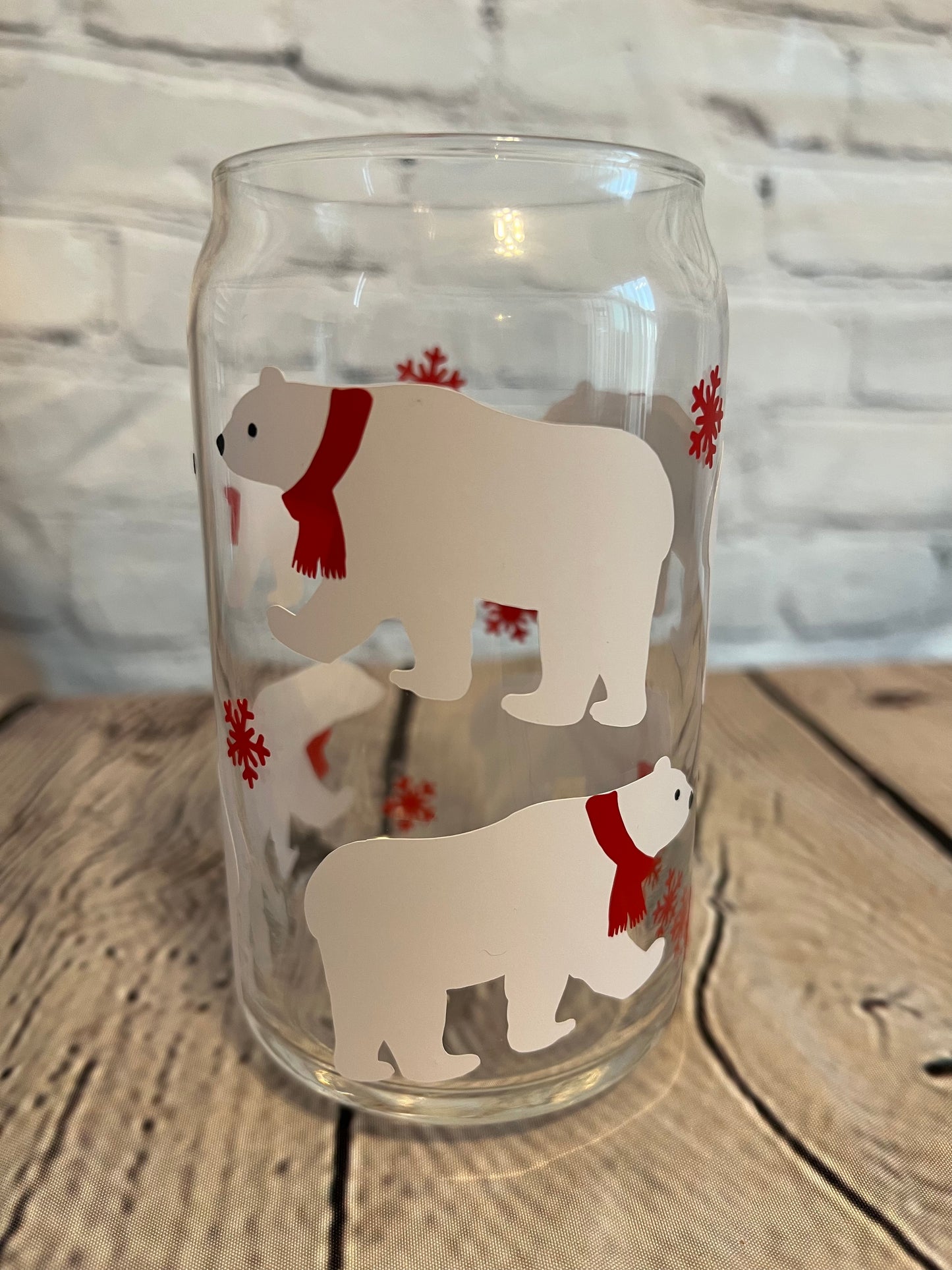 Polar bear beer can glass