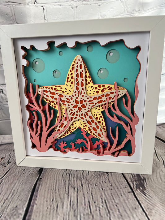 Starfish 3D paper art shadowbox