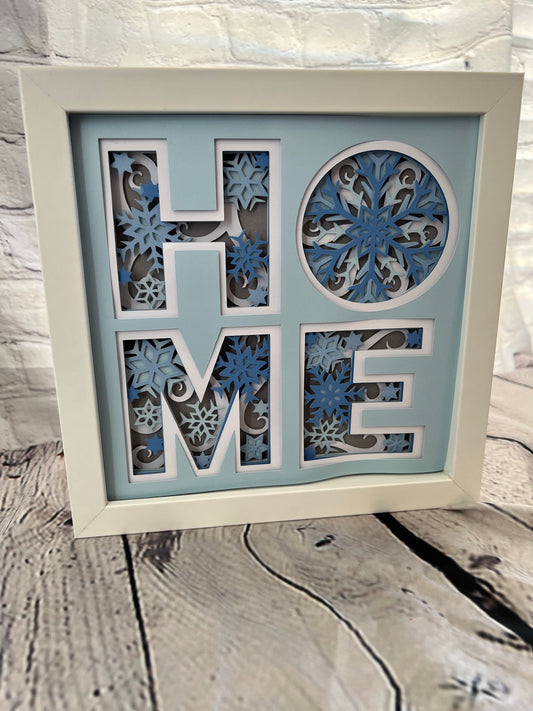 Home- Winter 3D paper art shadowbox