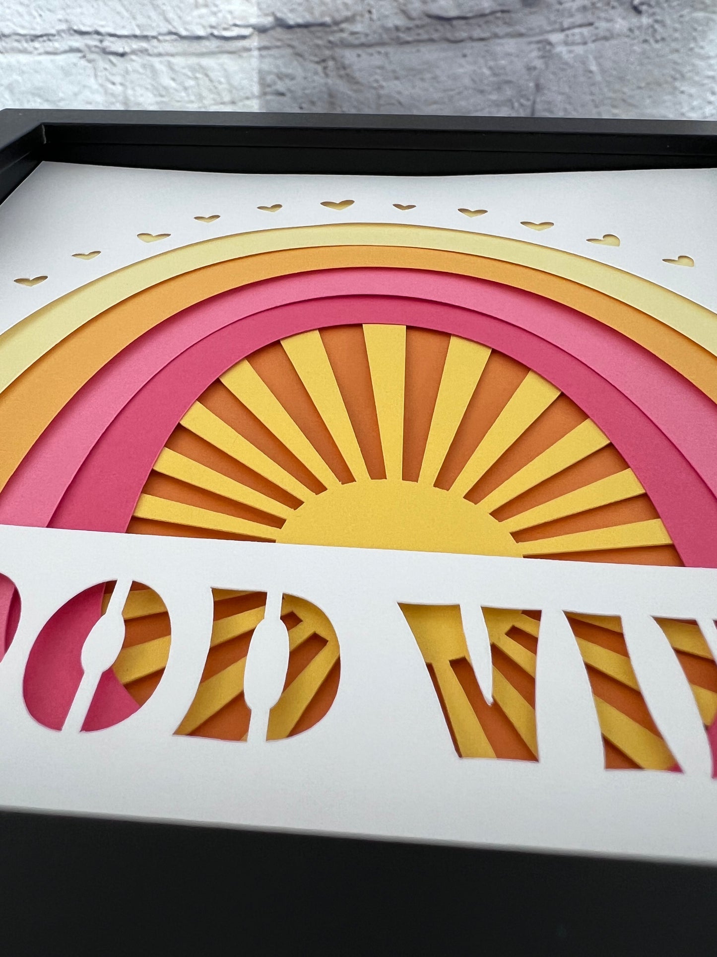 Good vibes sunshine 3D paper art in a shadowbox