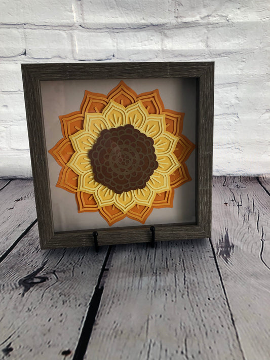 Sunflower 3D paper art shadowbox