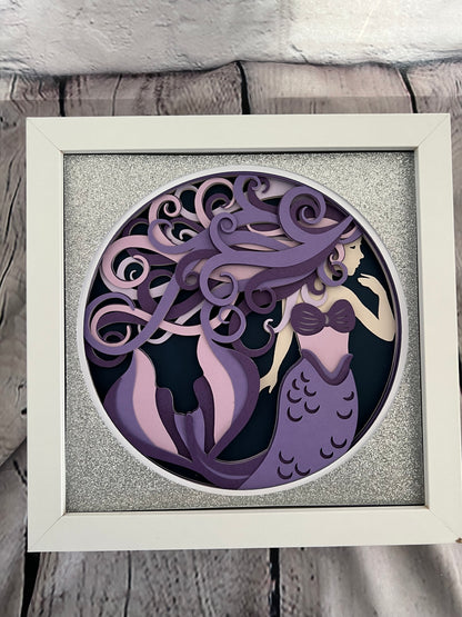 Mermaid 3D paper art shadowbox