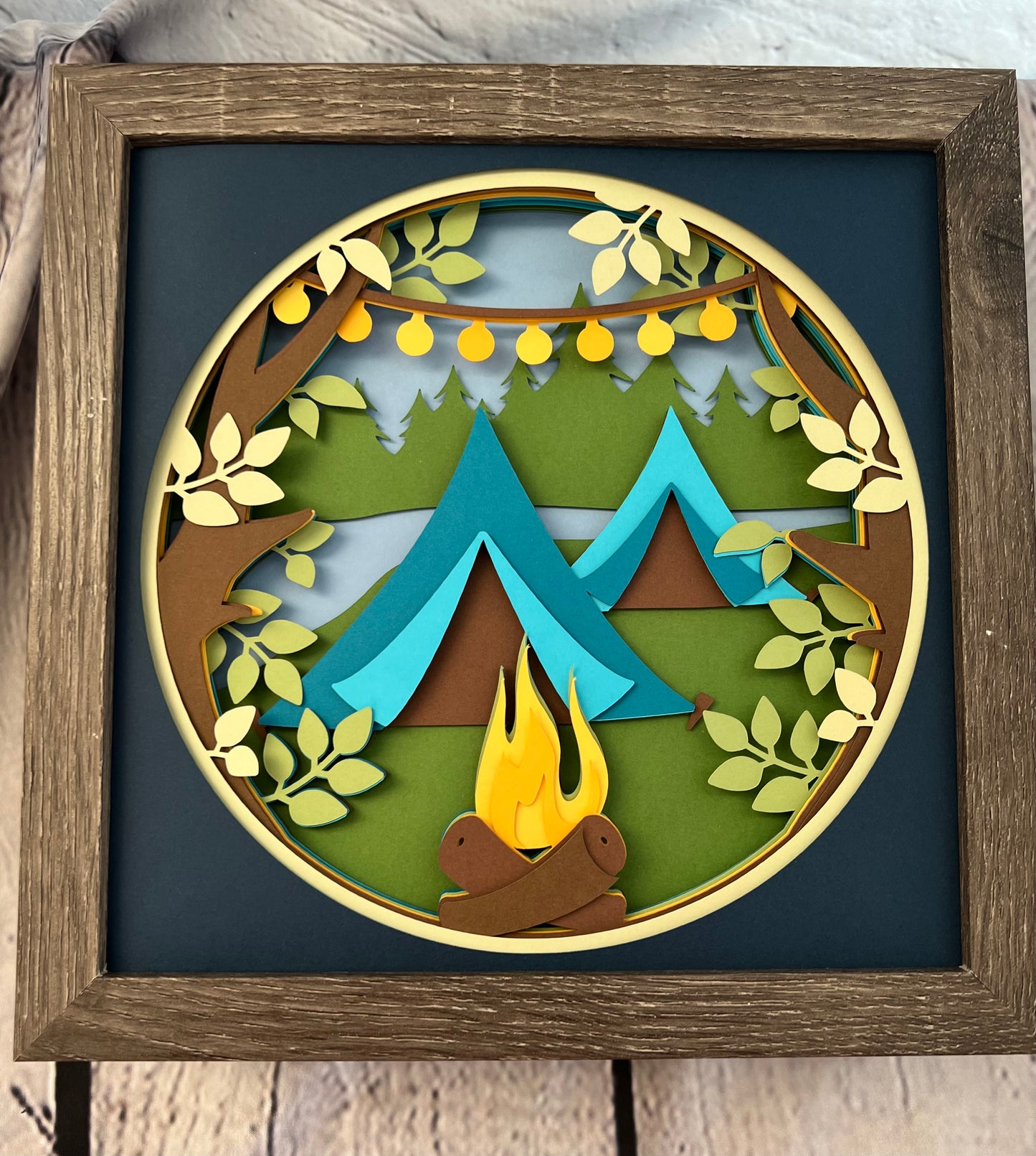 Tent 3D paper art shadowbox