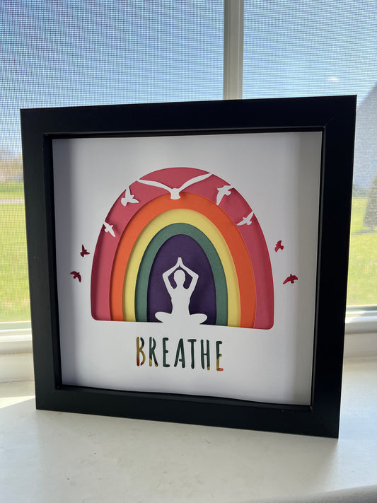 Breathe yoga 3D paper art shadowbox