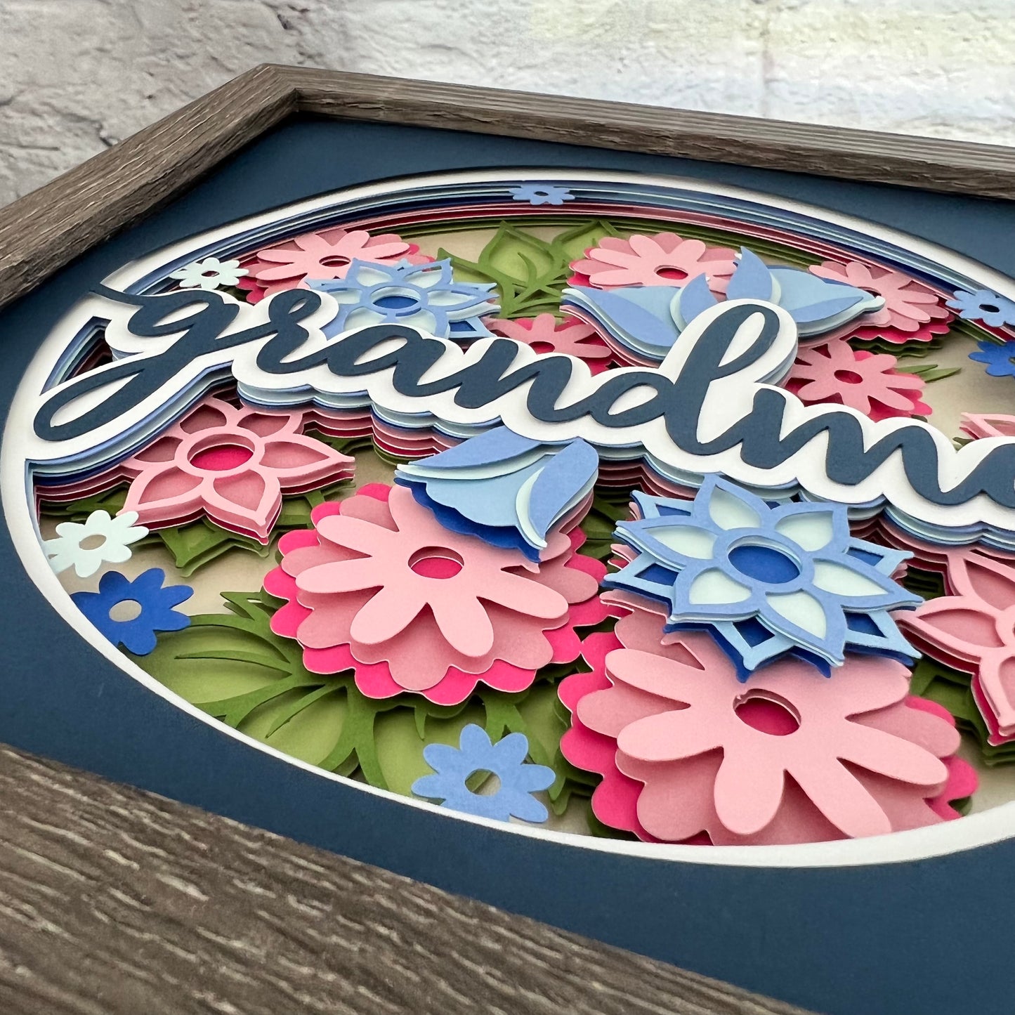 Grandma floral 3D paper art shadowbox