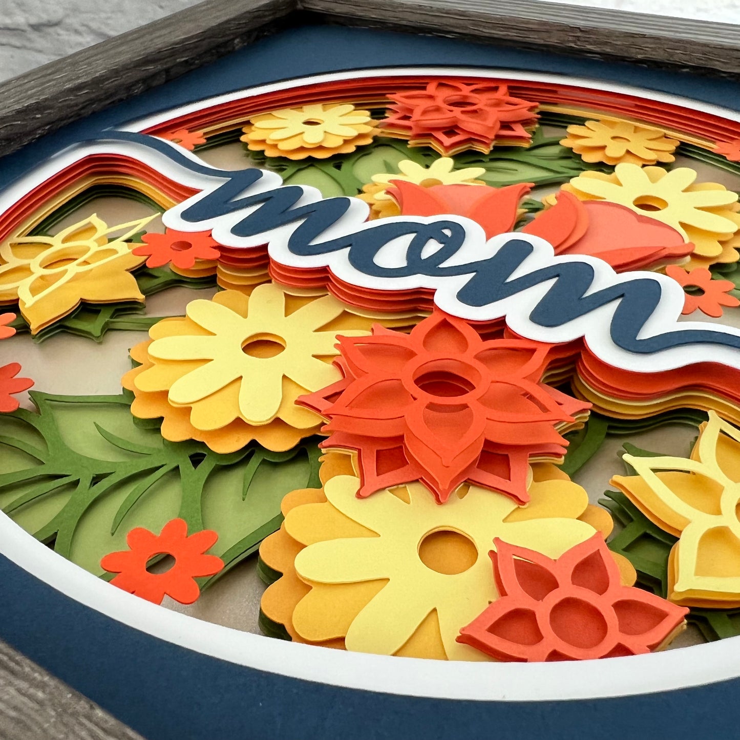 Mom floral 3D paper art shadowbox