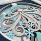 Winter gnome-snowflakes 3D paper art in a shadowbox