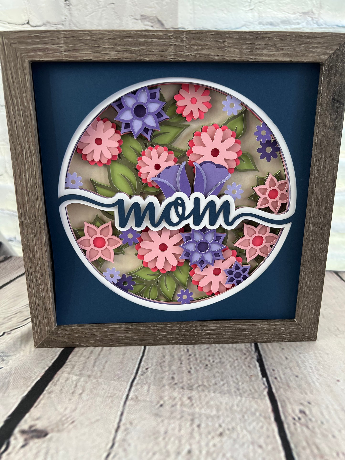 Mom floral 3D paper art shadowbox