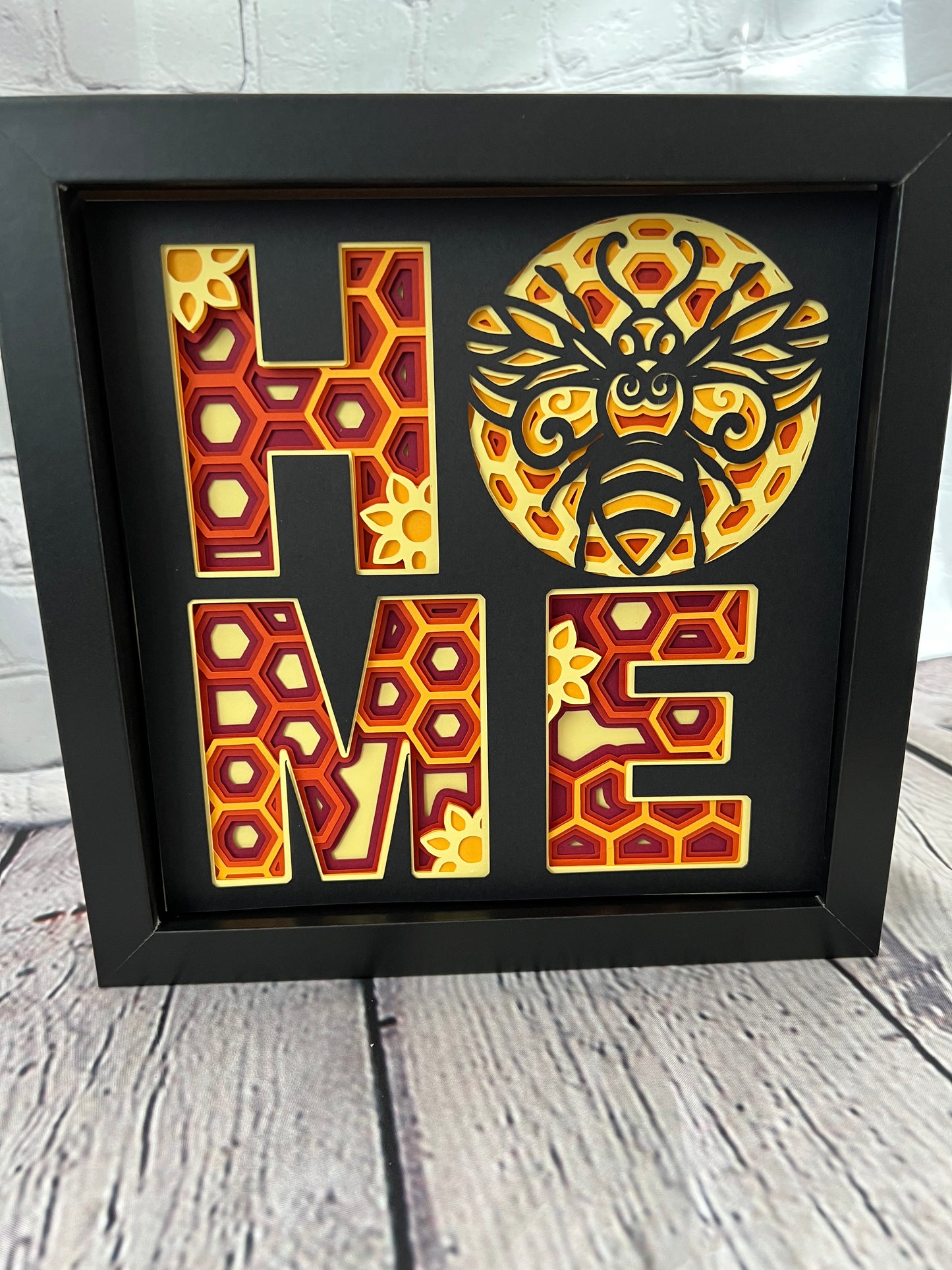 Home- Bee 3D paper art shadowbox