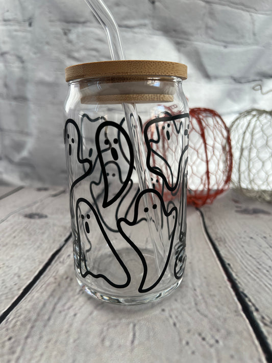 Ghost outline beer can glass