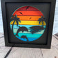 Tropical scene 3D paper art in a shadowbox