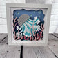 Jellyfish 3D paper art in a shadowbox