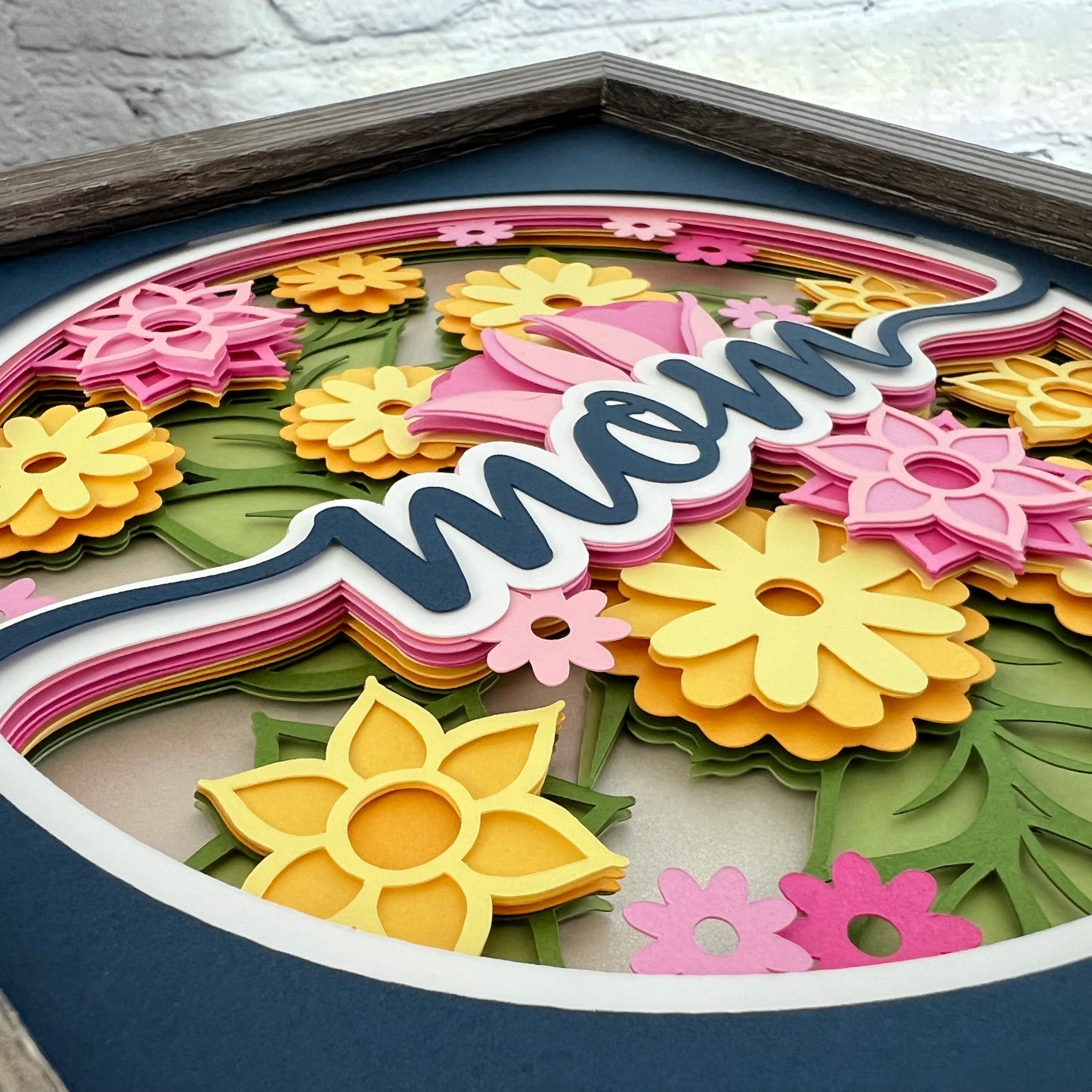 Mom floral 3D paper art shadowbox