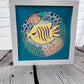 Kids yellow fish 3D paper art in a shadowbox