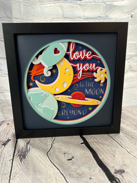 Love you to the moon and beyond 3D paper art shadowbox