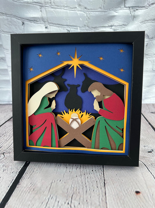 Nativity-classic 3D paper art shadowbox