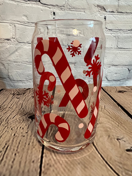 Candy cane beer can glass