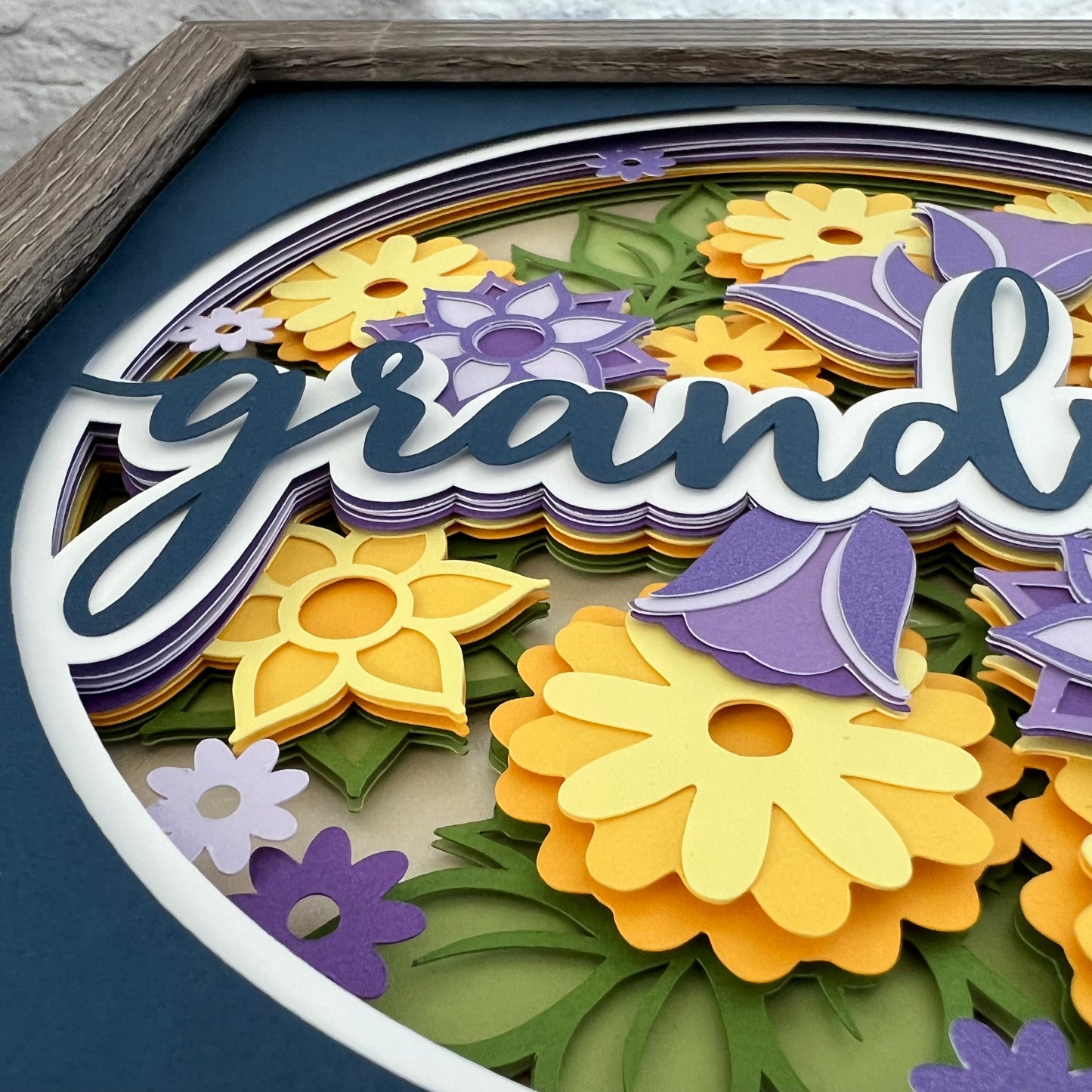 Grandma floral 3D paper art shadowbox