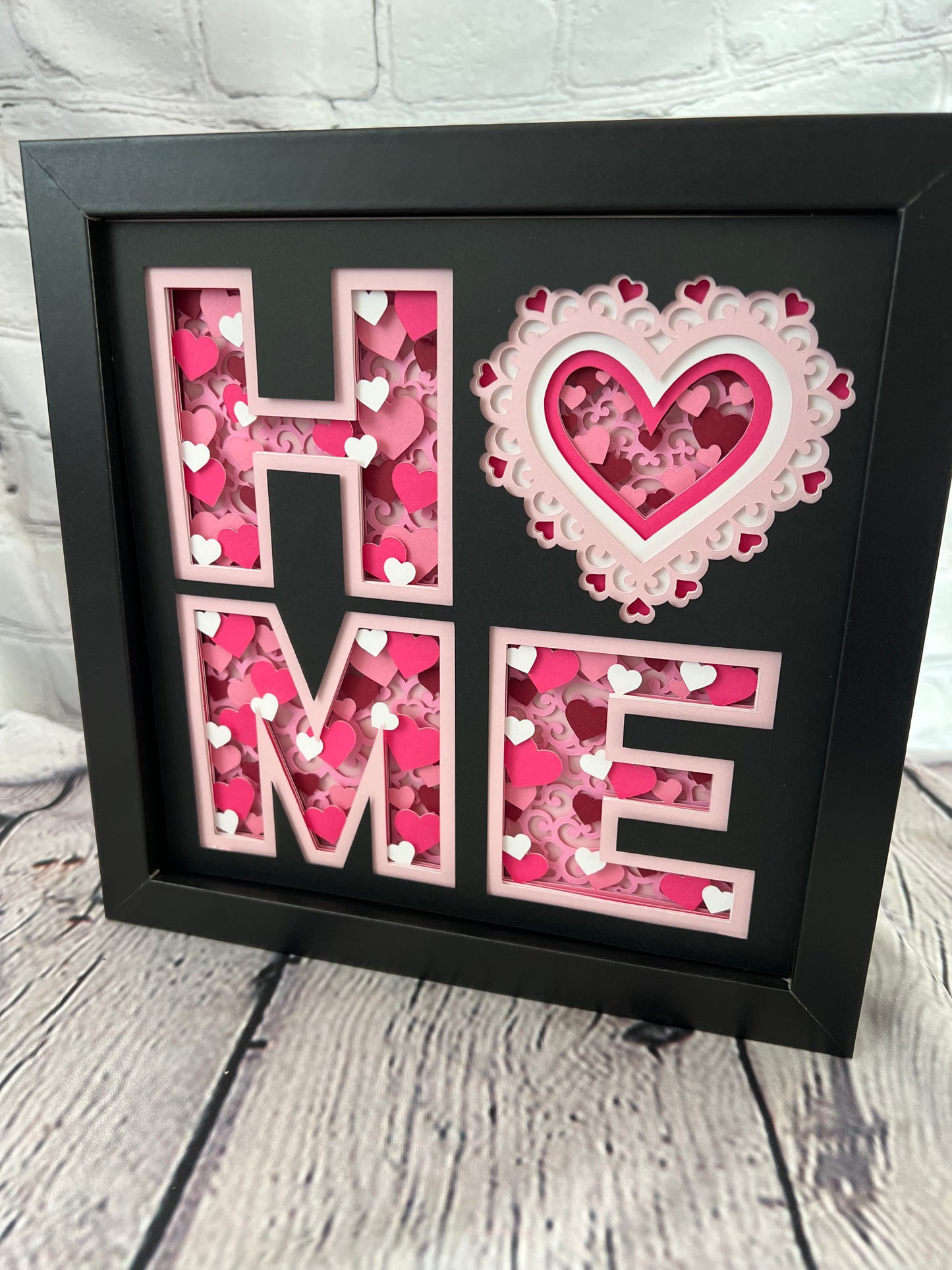 Home- Valentines 3D paper art shadowbox