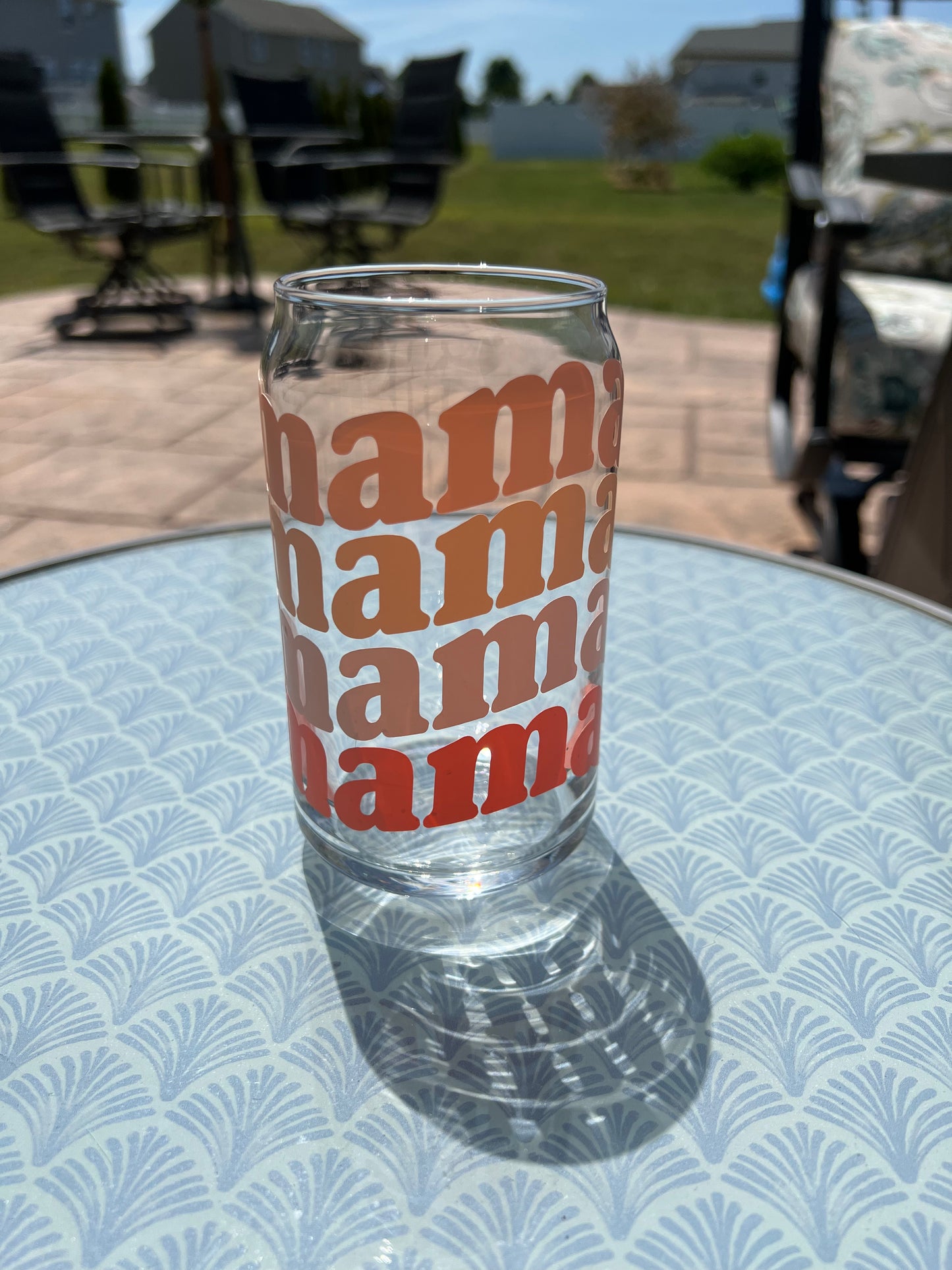 Boho ombre wavy mama beer can glass