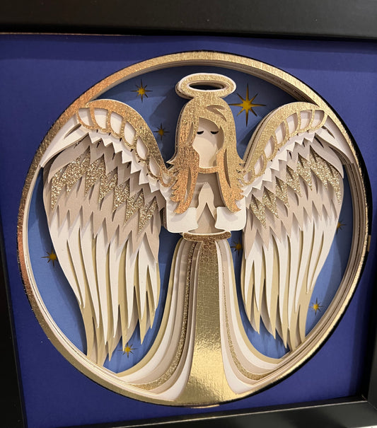 Angel 3D paper art shadowbox