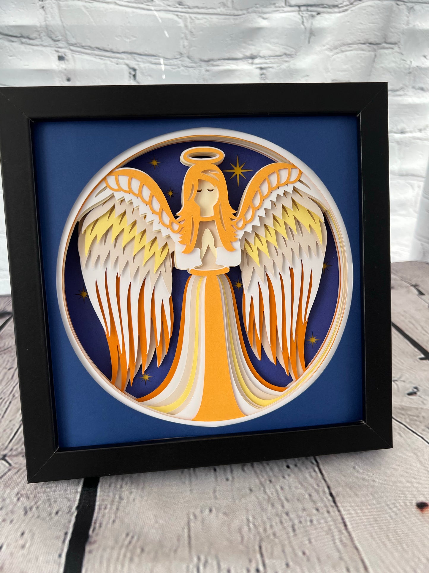 Angel 3D paper art shadowbox