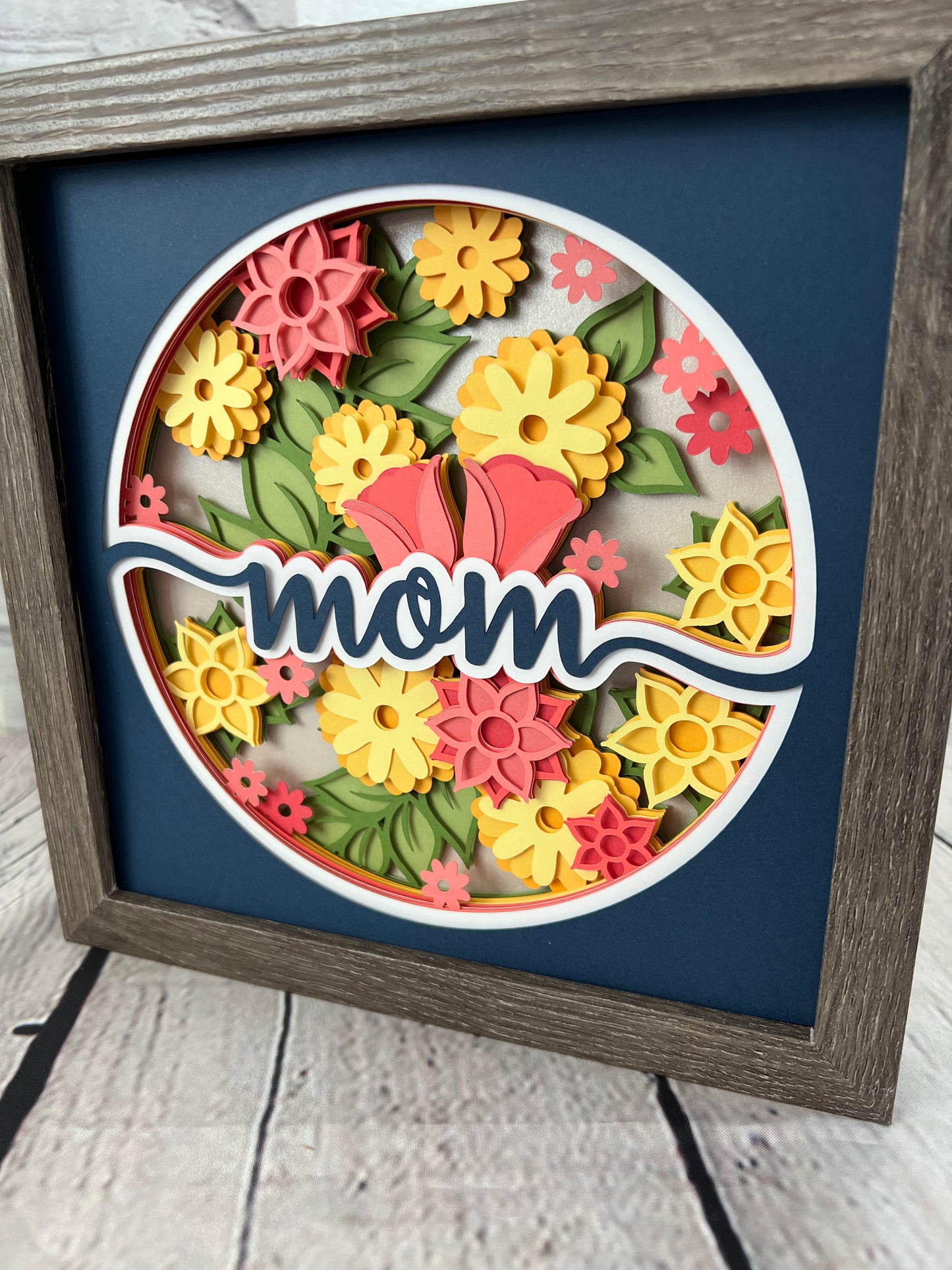 Mom floral 3D paper art shadowbox