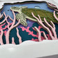 Deep sea turtle 3D paper art in a shadowbox
