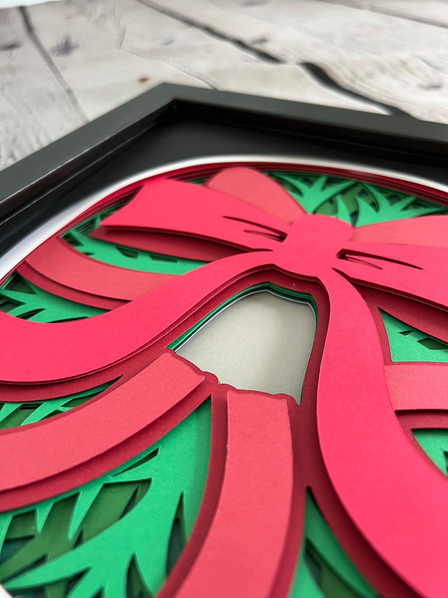 Christmas wreath 3D paper art shadowbox