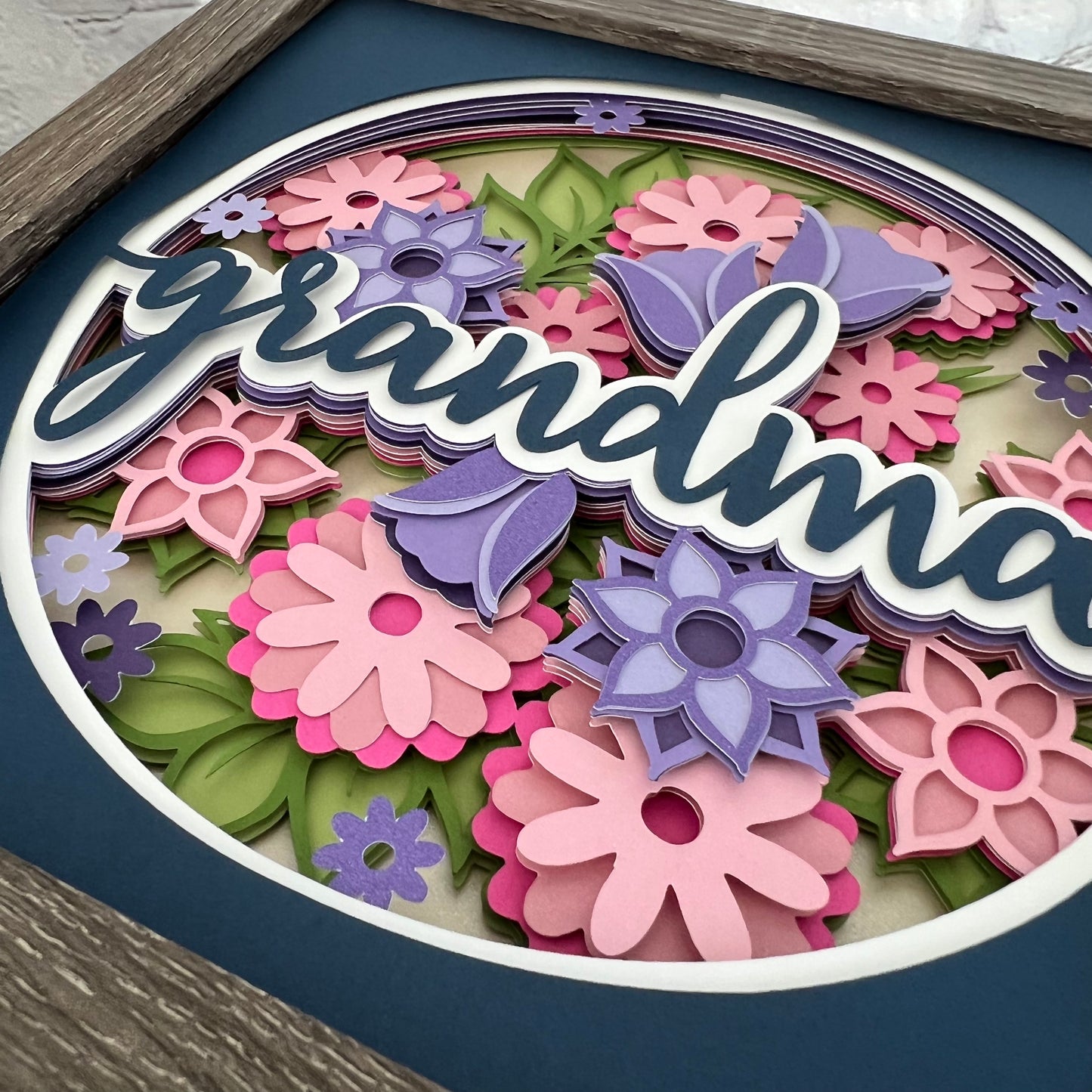 Grandma floral 3D paper art shadowbox