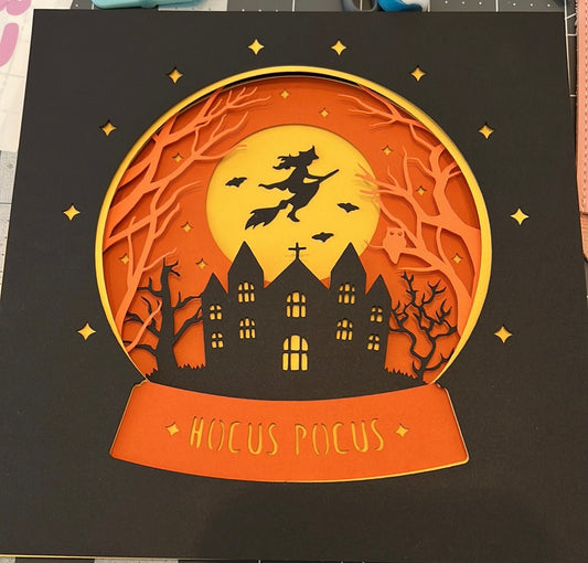 Hocus pocus witch 3D paper art shadowbox