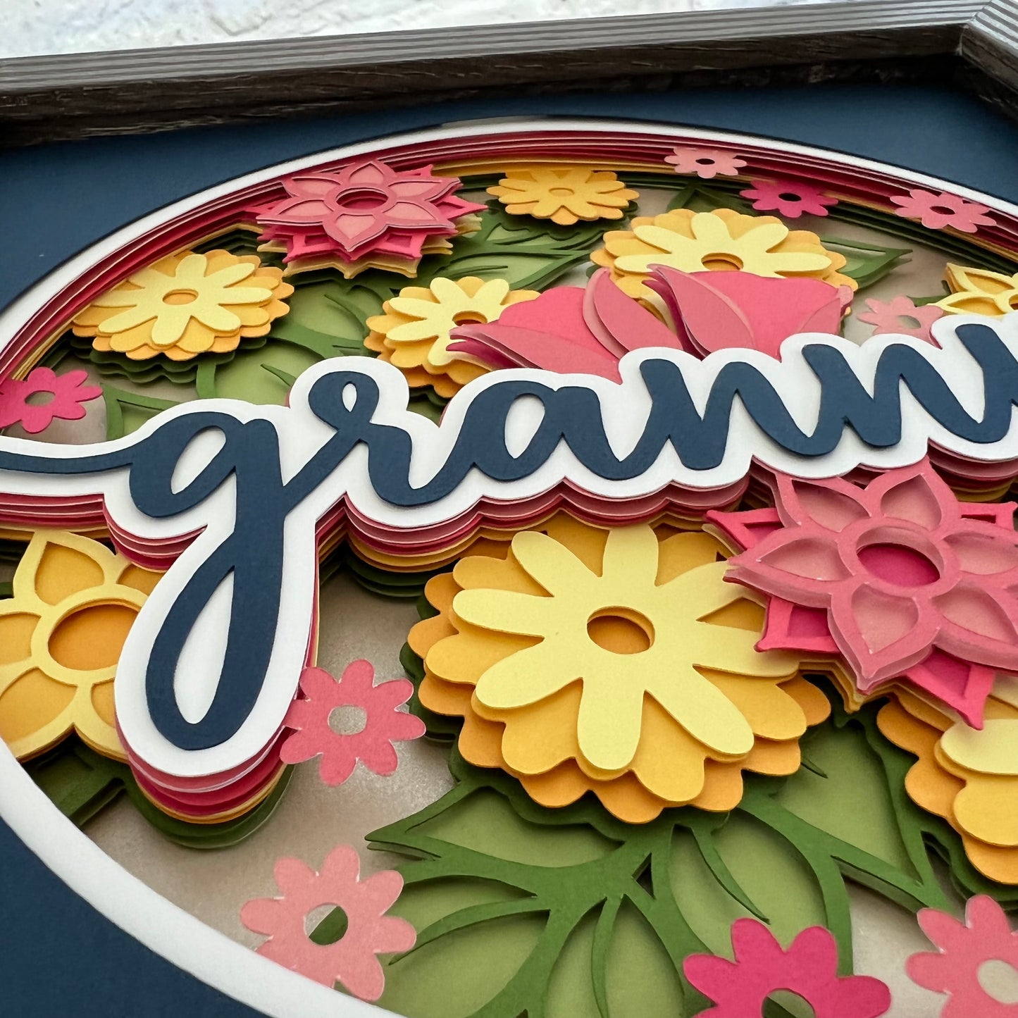 Granny floral 3D paper art shadowbox