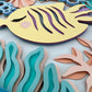 Kids yellow fish 3D paper art in a shadowbox