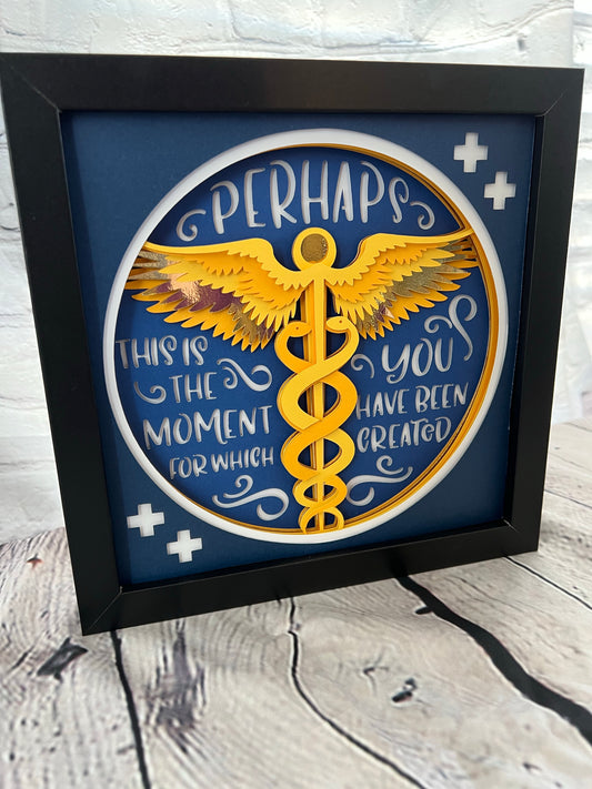 Caduceus 3D paper art shadowbox