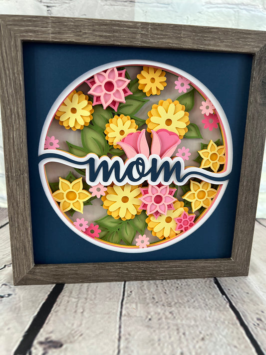 Mom floral 3D paper art shadowbox