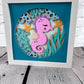 Kids seahorse 3D paper art in a shadowbox