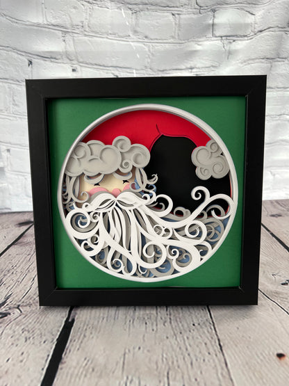 Santa face 3D paper art shadowbox