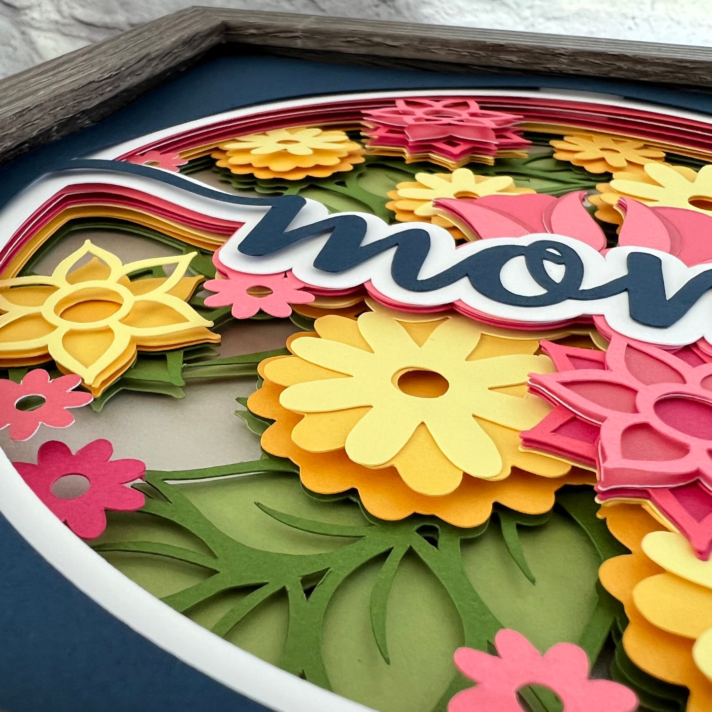 Mom floral 3D paper art shadowbox