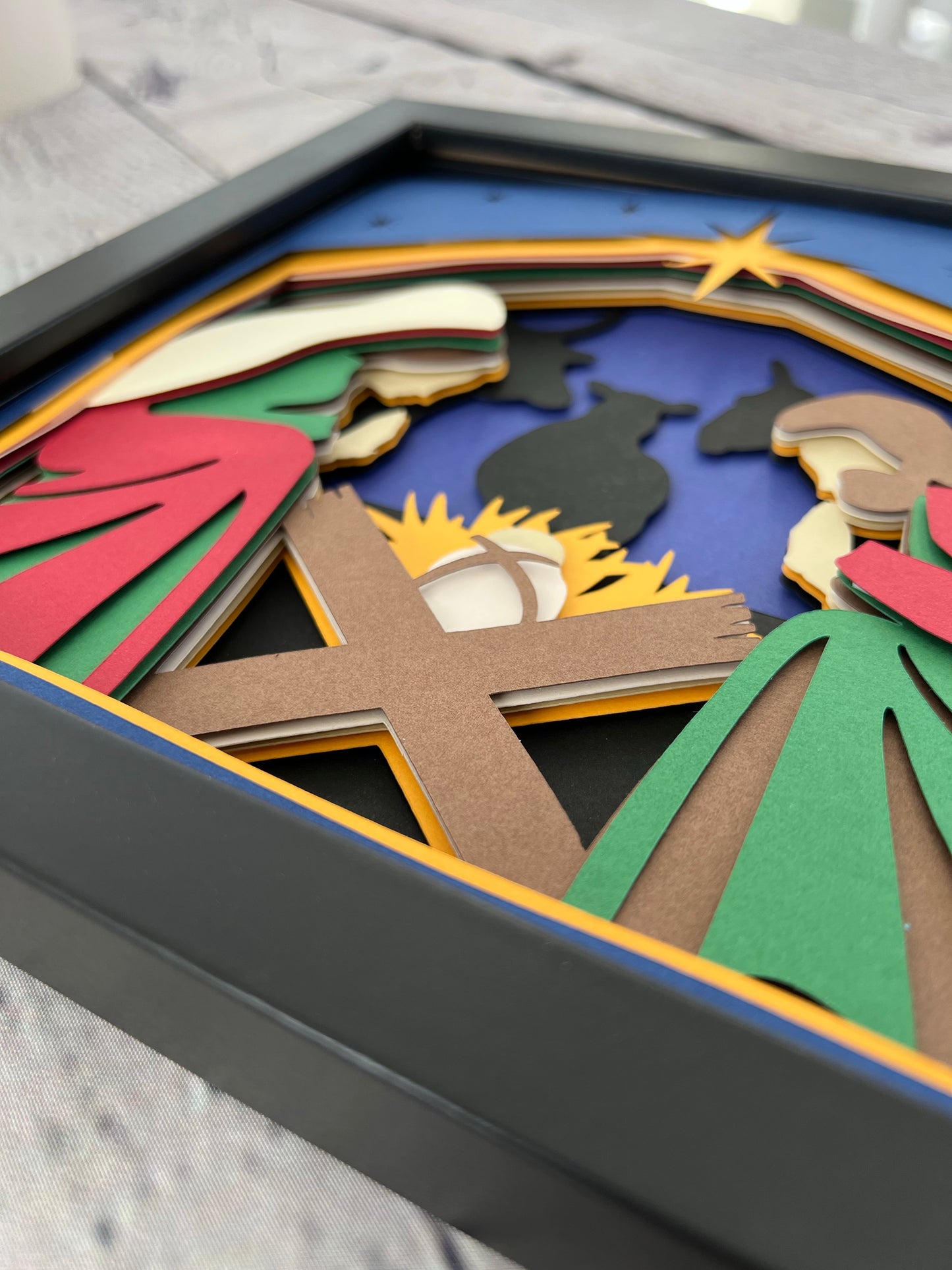 Nativity-classic 3D paper art shadowbox