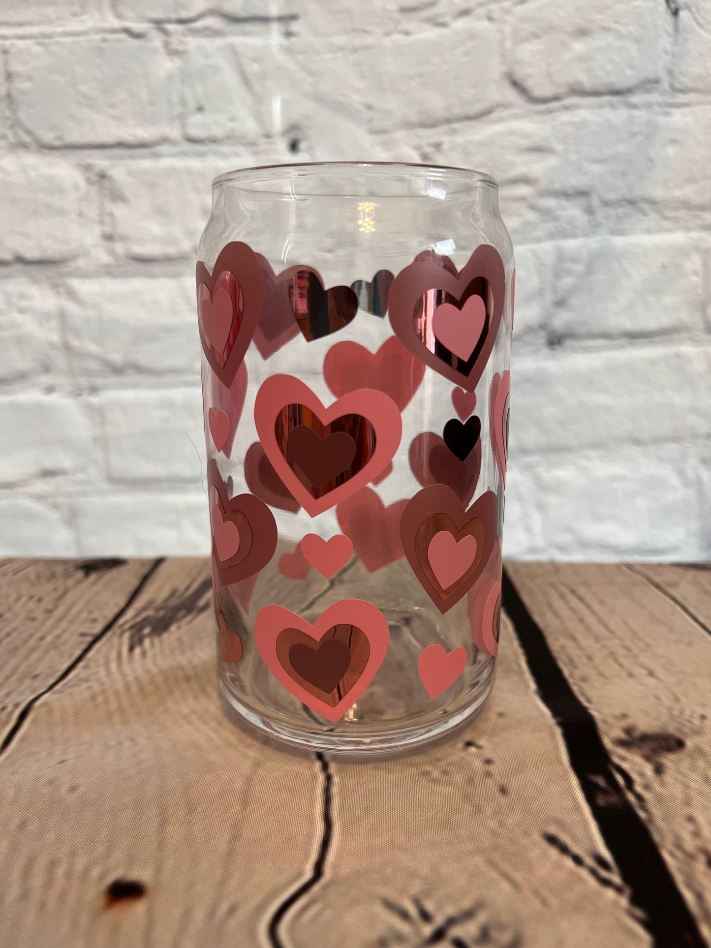 Layered heart beer can glass