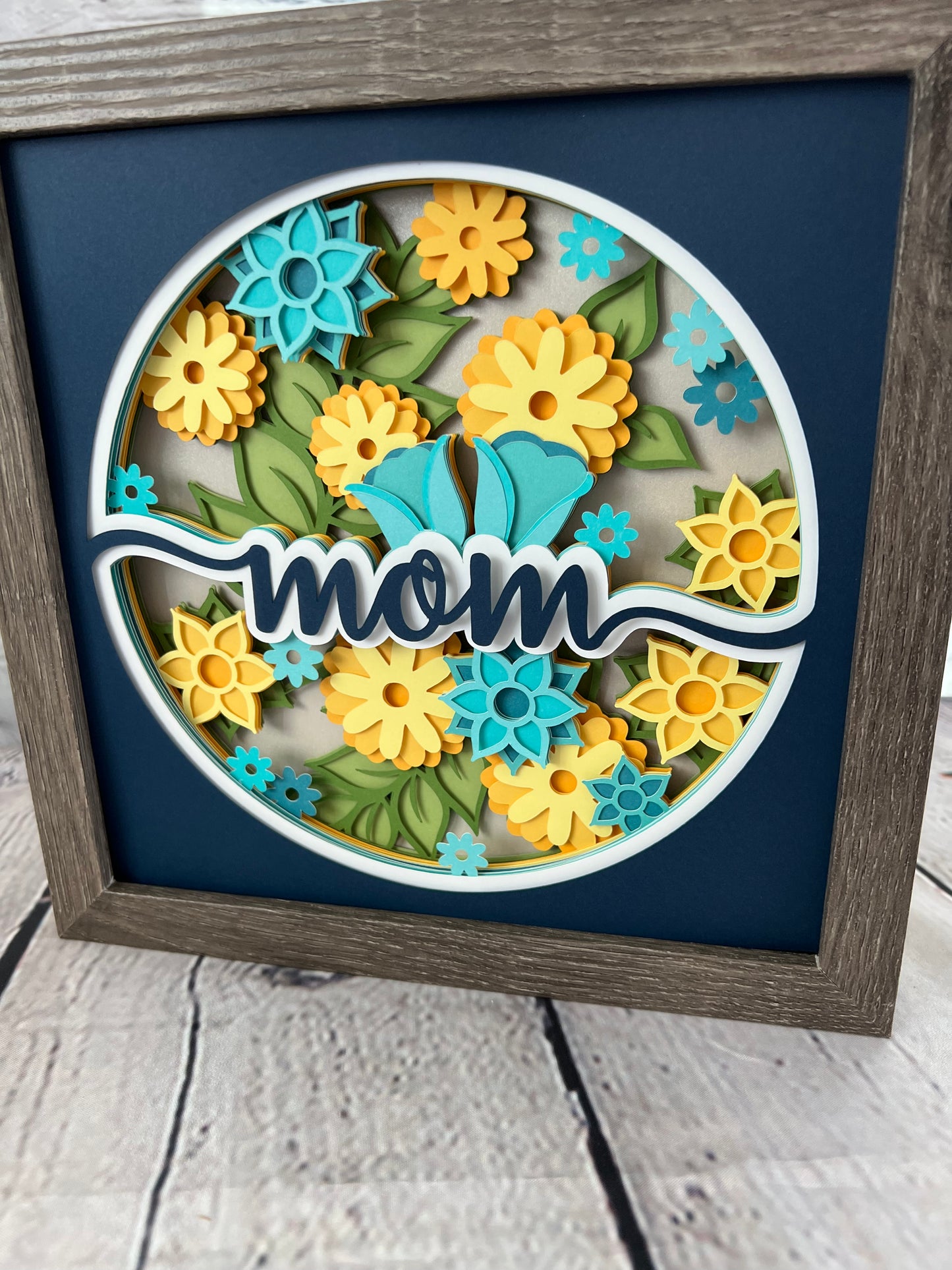 Mom floral 3D paper art shadowbox