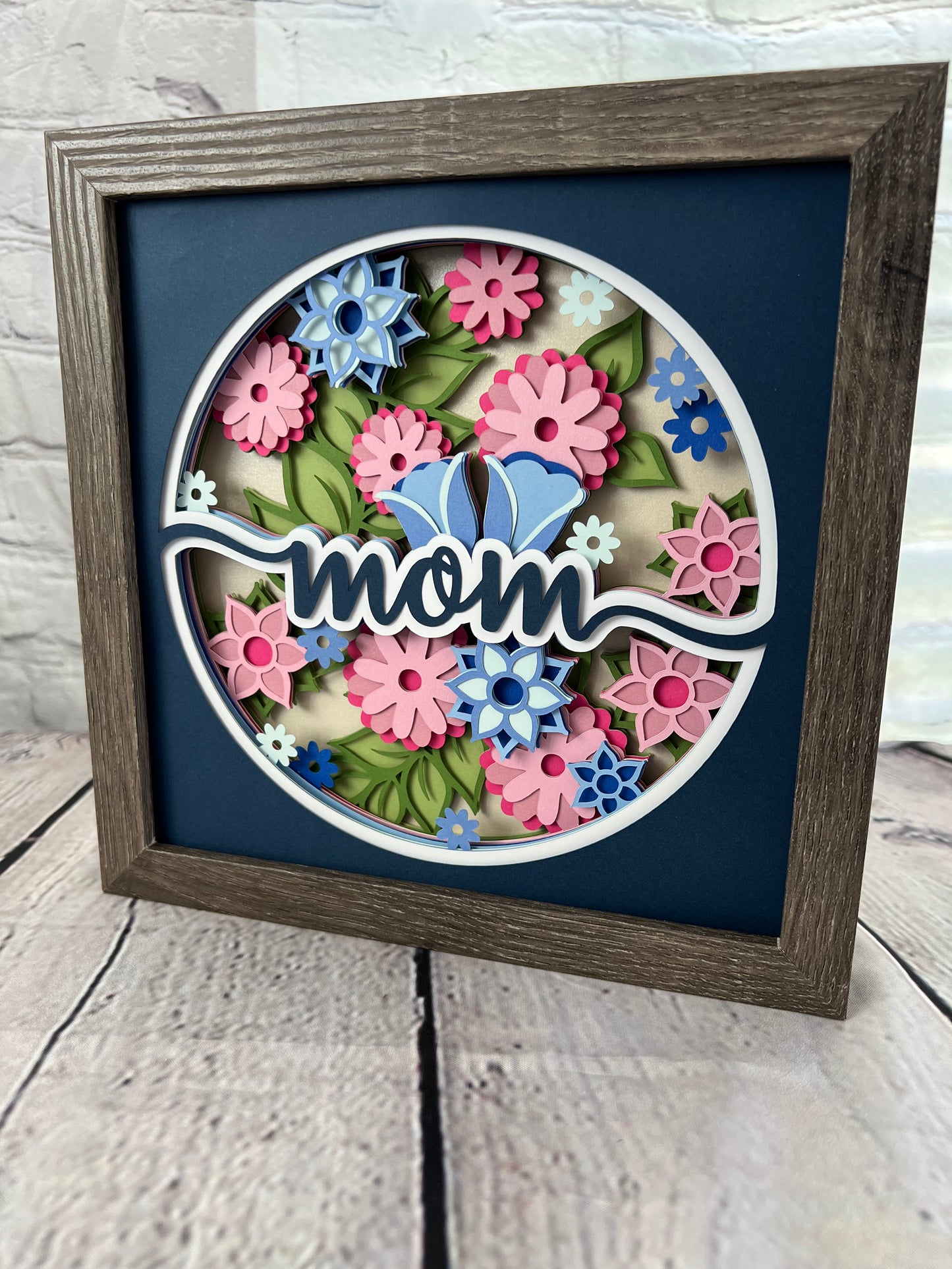 Mom floral 3D paper art shadowbox