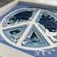Blue floral peace sign 3D paper art shadowbox