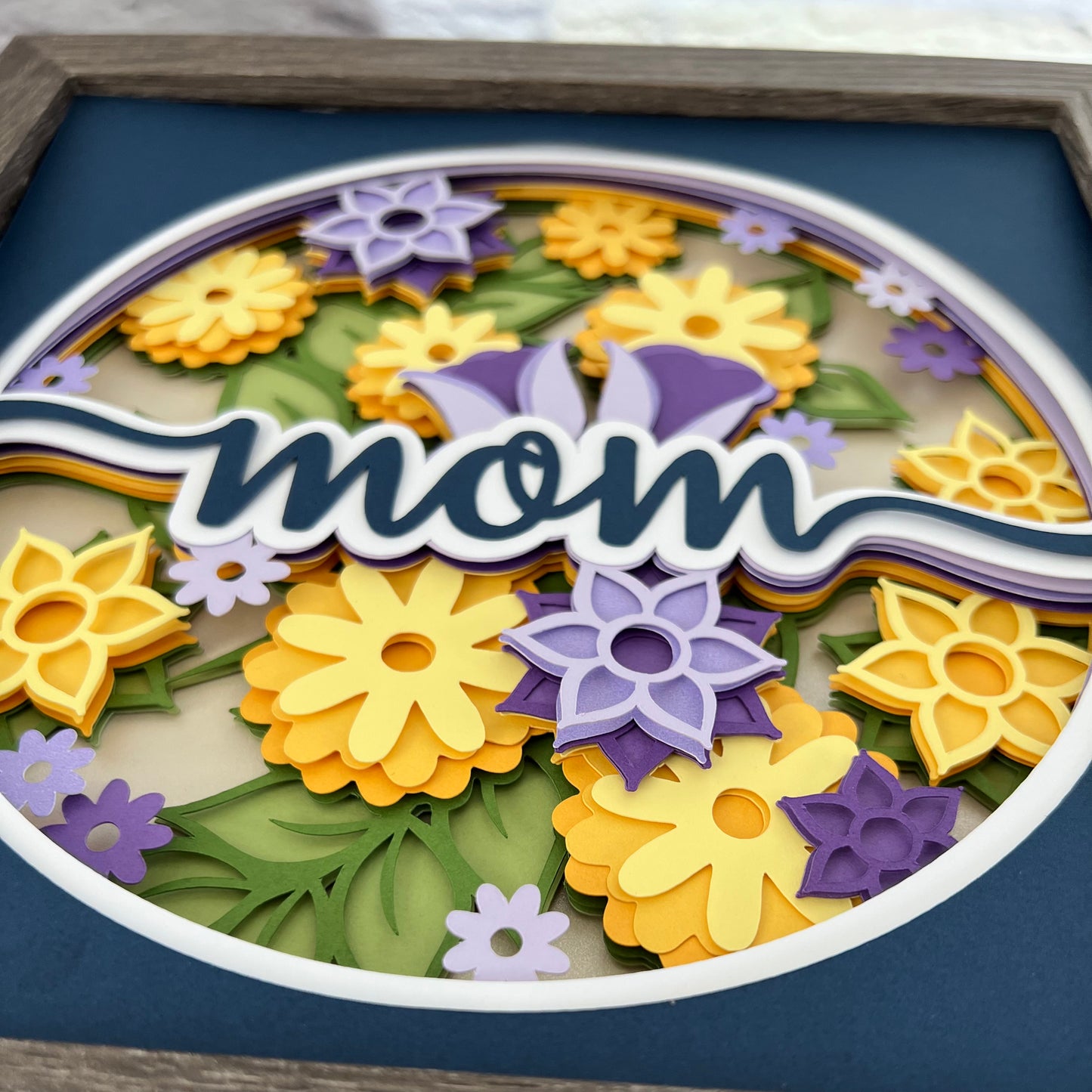 Mom floral 3D paper art shadowbox