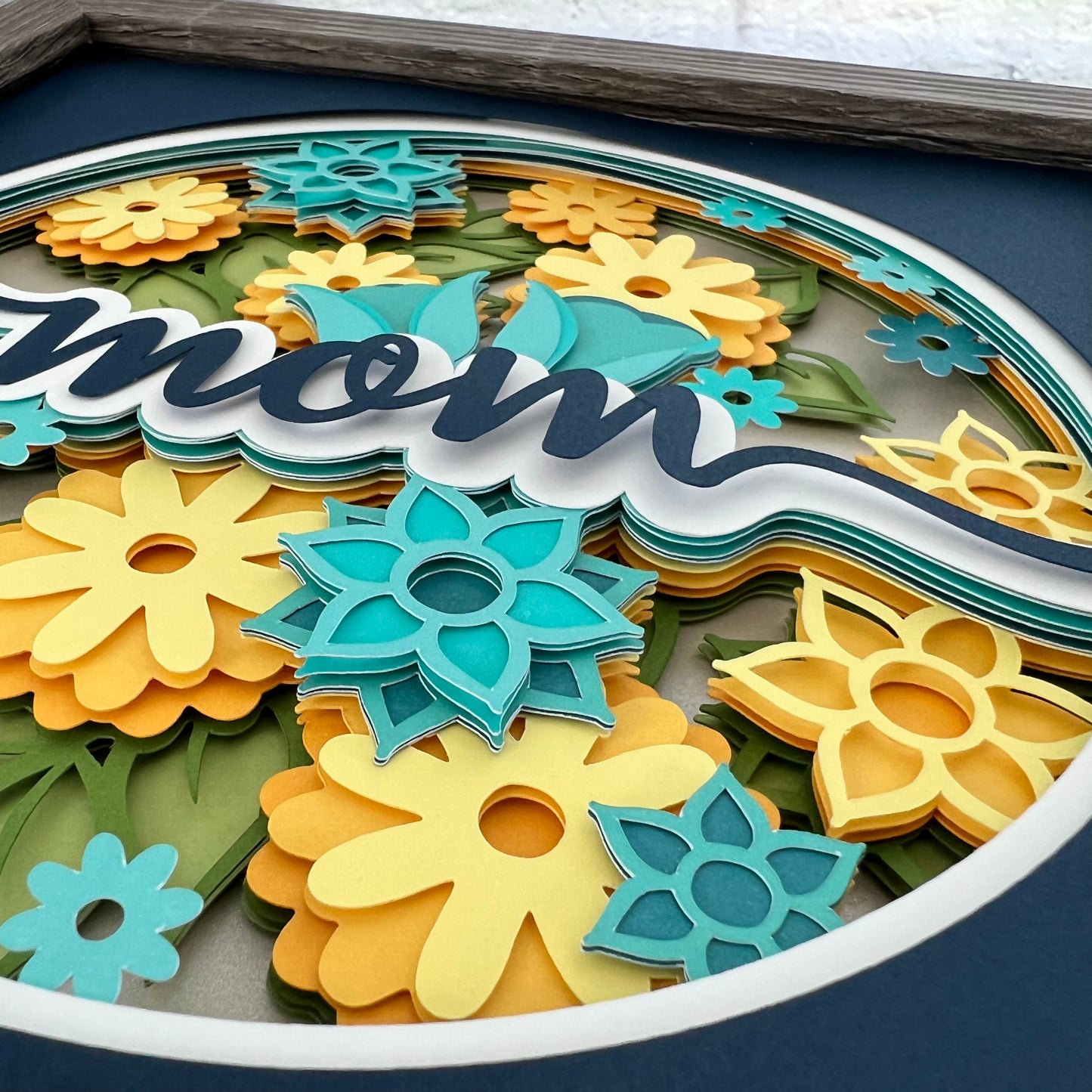 Mom floral 3D paper art shadowbox