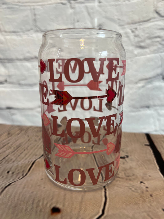 Love arrows beer can glass