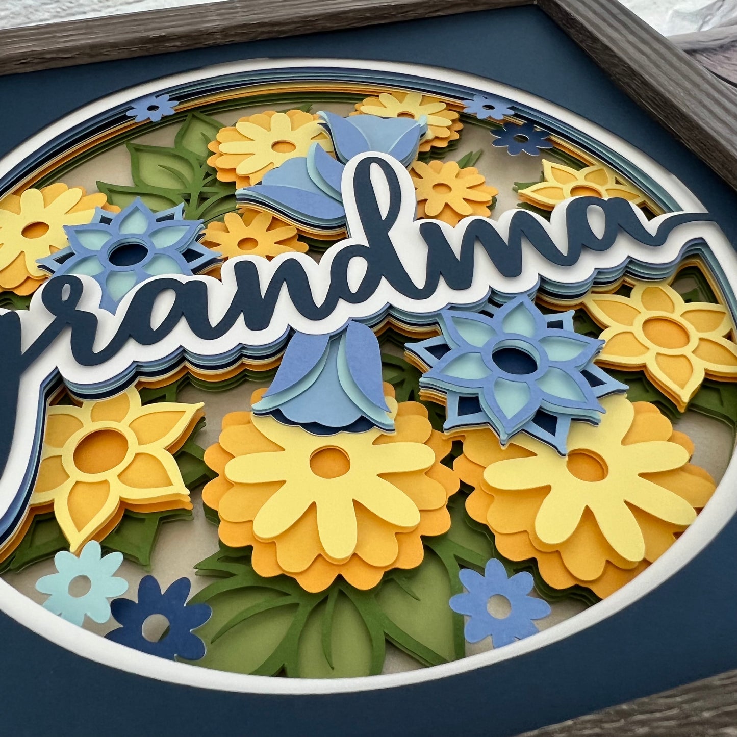 Grandma floral 3D paper art shadowbox