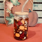 Fall leaves with acorns beer can glass